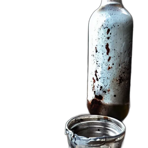 bottle, food, weapon, staff, photorealistic, 3d render, concept art, dark transparent PNG cut-out