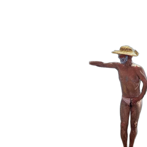 hat, staff, mask, creature, 3d render, photorealistic, concept art, beach transparent PNG cut-out