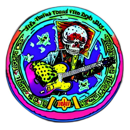 cartoon, grateful, dead, sticker, lsd, words, letters transparent PNG cut-out