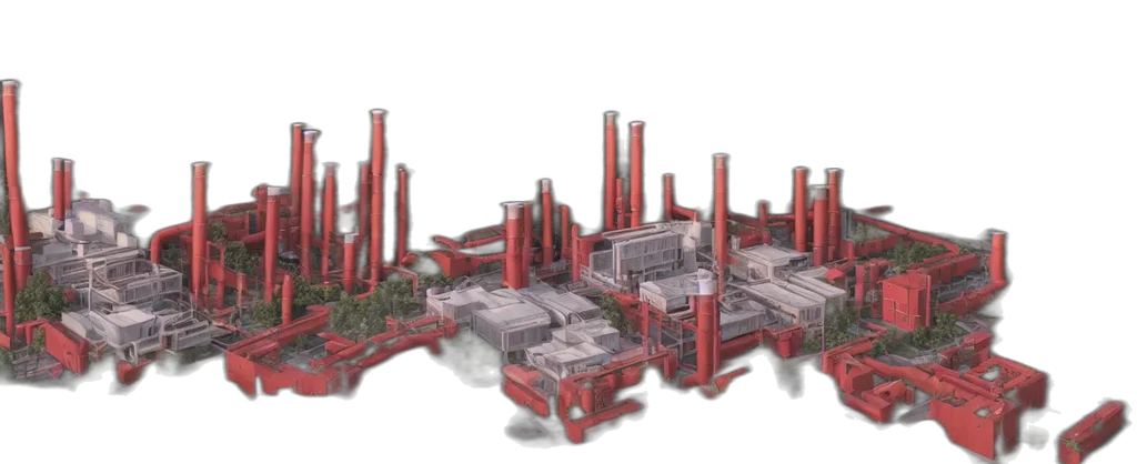 building, 3d render, concept art, cyberpunk transparent PNG cut-out