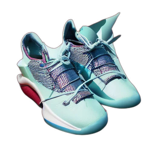 shoes, vaporwave, 3d render, concept art, pastel, photograph, sneakers, basketball transparent PNG cut-out