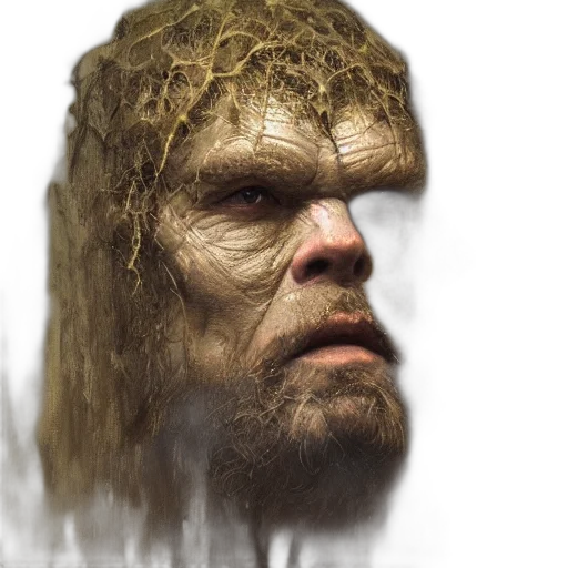 face, creature, hair, mask, concept art, photorealistic, fantasy art, 3d render transparent PNG cut-out
