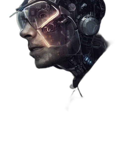 robot, face, mask, cyberpunk transparent PNG cut-out