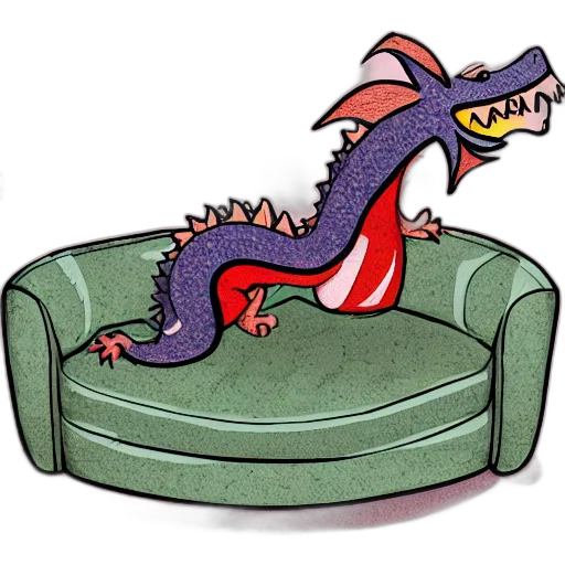 dragon, furniture, creature, shoes, concept art, cartoon, watercolor, red transparent PNG cut-out