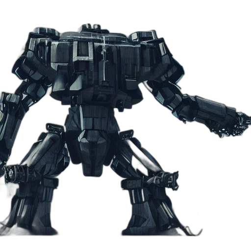 robot, weapon, 3d render, concept art, mecha-zilla, kneeling, down, photorealistic transparent PNG cut-out
