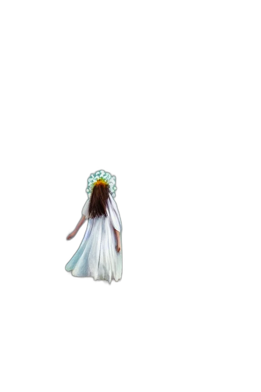 dress, hair, creature, staff transparent PNG cut-out
