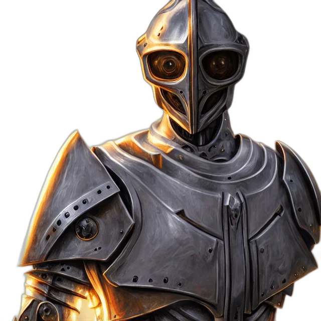 mask, sword, robot, staff, concept art, fantasy art, 3d render, comic book art transparent PNG cut-out