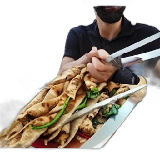 food, mask, jacket, staff, concept art, photorealistic, man, lost transparent PNG cut-out