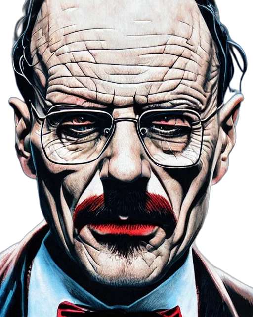 face, mask, comic book art, concept art, photorealistic, cartoon, portrait, walter transparent PNG cut-out