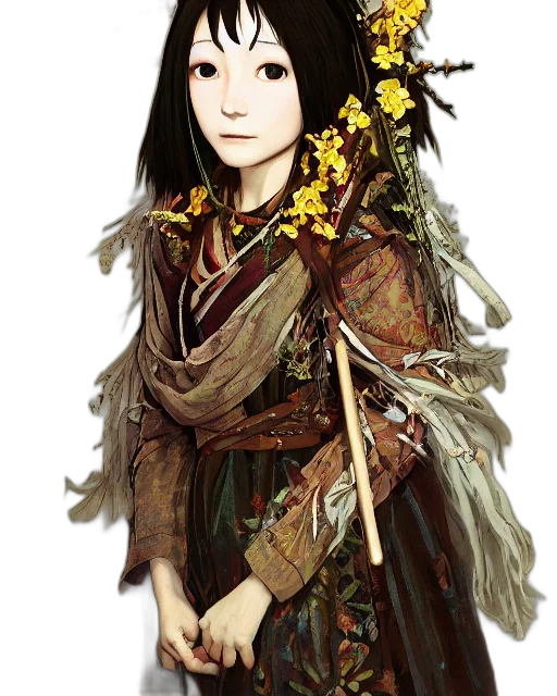 staff, flower, fantasy art, concept art transparent PNG cut-out