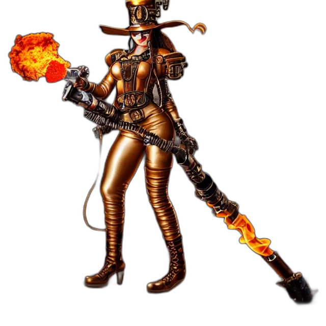 robot, staff, weapon, concept art, 3d render, pixel art, fantasy art, fire transparent PNG cut-out