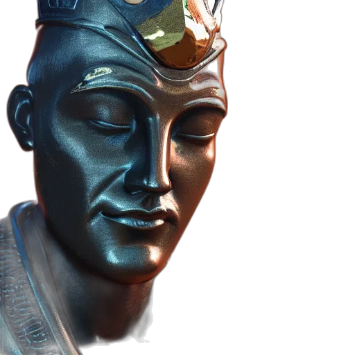 mask, crown, face, staff, 3d render, concept art, photorealistic, vaporwave transparent PNG cut-out