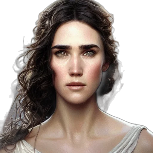 face, hair, dress, jewelry, photorealistic, fantasy art, concept art, oil painting transparent PNG cut-out