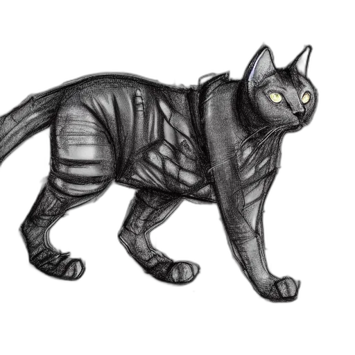 creature, animal, pencil sketch, concept art, fantasy art, photorealistic, monochrome, cyberpunk transparent PNG cut-out