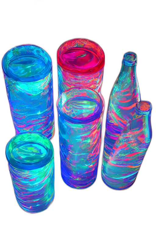 bottle, vaporwave, 3d render, concept art, neon lights, outer space, neon, colorful transparent PNG cut-out