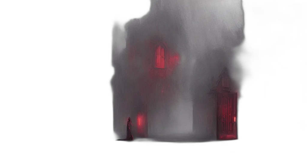 building, concept art, fantasy art, watercolor, comic book art, fog, rain, fire transparent PNG cut-out