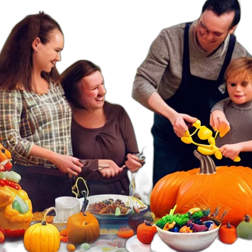 photorealistic, family, balloon, animals, about, eat, thanksgiving, dinner transparent PNG cut-out
