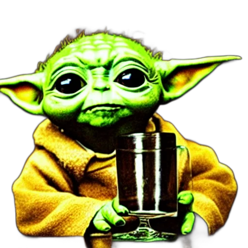 staff, food, pixel art, photorealistic, 3d render, concept art, baby, yoda transparent PNG cut-out