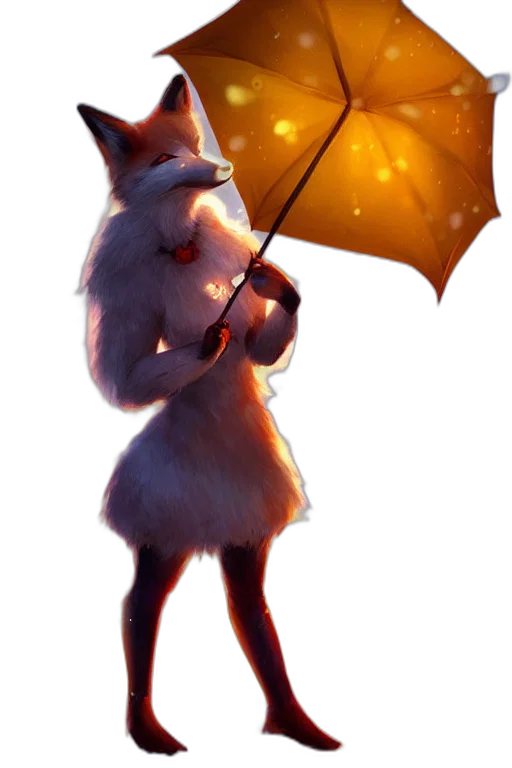 umbrella, staff, dress, animal, concept art, fantasy art, 3d render, watercolor transparent PNG cut-out