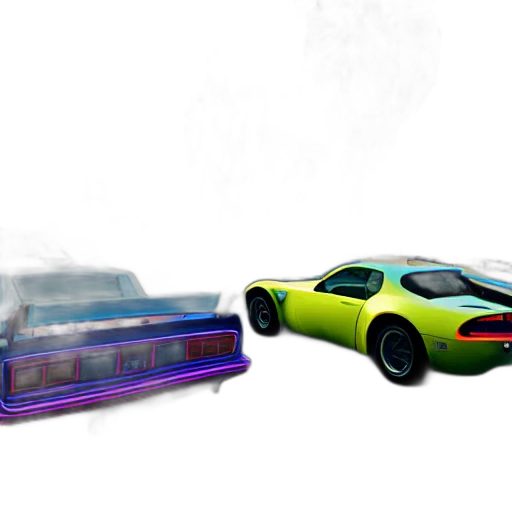 car, 3d render, concept art, vaporwave transparent PNG cut-out