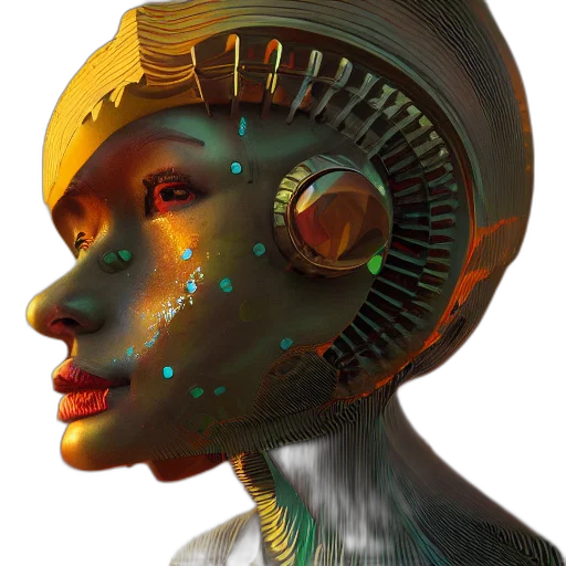 robot, face, mask, crown transparent PNG cut-out