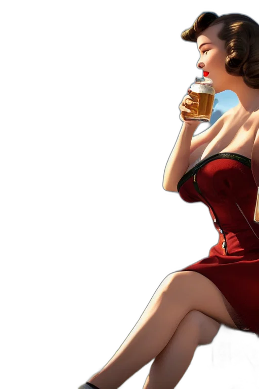 dress, concept art, photorealistic, 3d render, pixel art, red, german, pinup transparent PNG cut-out