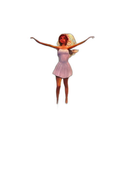 dress, staff, hair, creature, concept art, 3d render, pixel art, cartoon transparent PNG cut-out