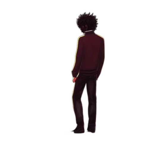 jacket, hair, staff, creature transparent PNG cut-out