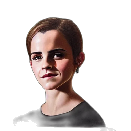 face, hair, photorealistic, cartoon, concept art, watercolor, emma, watson transparent PNG cut-out