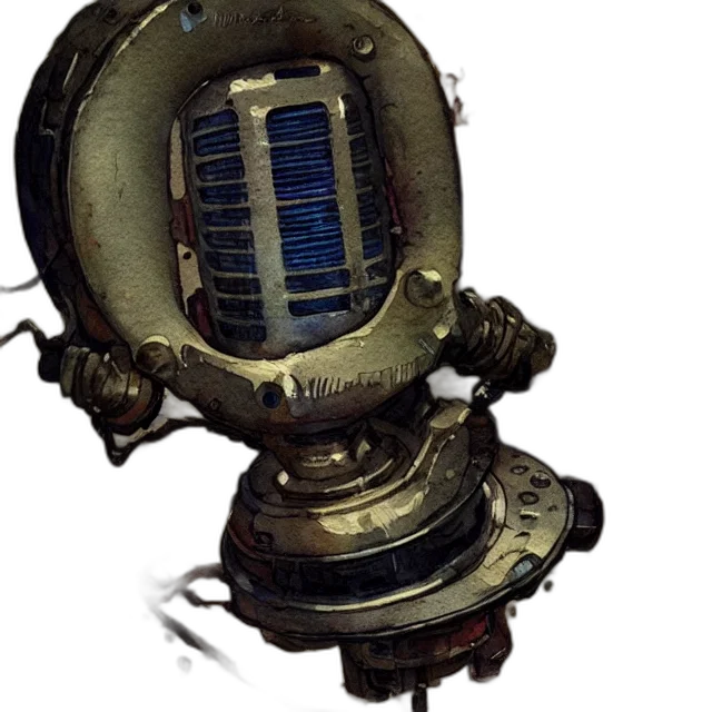 robot, mask, staff, weapon, 3d render, concept art, photorealistic, outer space transparent PNG cut-out