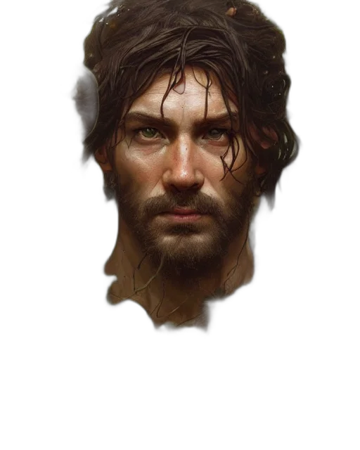 face, hair, crown, hat, concept art, fantasy art, photorealistic, oil painting transparent PNG cut-out