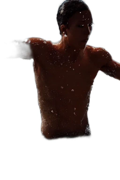 creature, photorealistic, 3d render, concept art, snow, water, human, dancing transparent PNG cut-out
