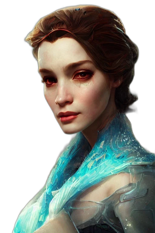 face, crown, jewelry, fantasy art, photorealistic, concept art, oil painting, blue transparent PNG cut-out