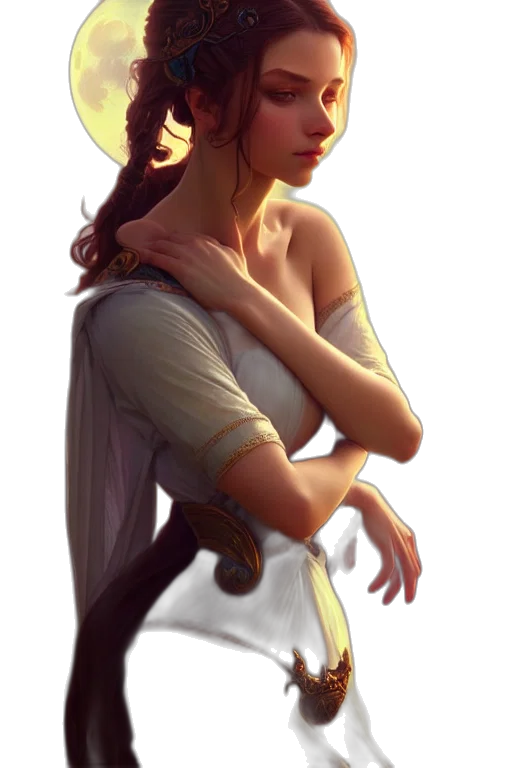 dress, staff, crown, hat, concept art, fantasy art, comic book art, photorealistic transparent PNG cut-out
