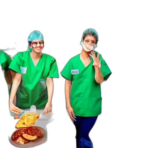 staff, food, 3d render, concept art, viral, tiktok, video, nurses transparent PNG cut-out