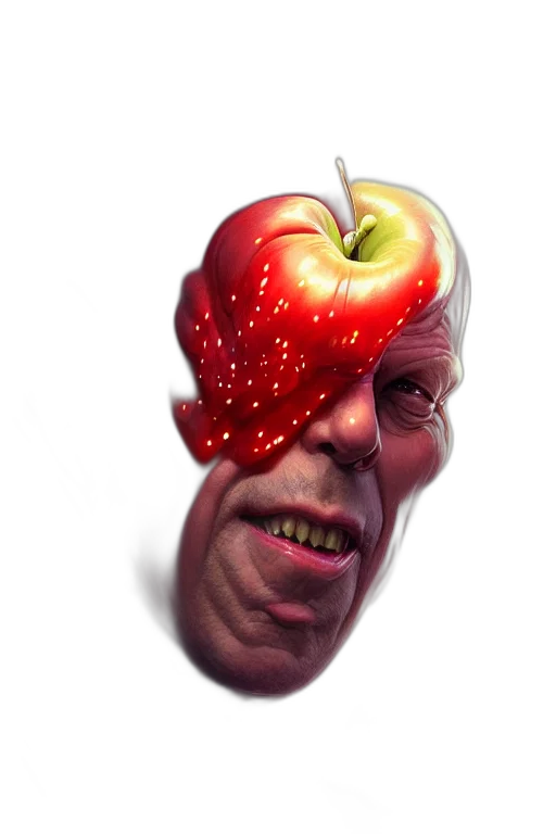 face, mask, food, creature, photorealistic, 3d render, concept art, bruce transparent PNG cut-out