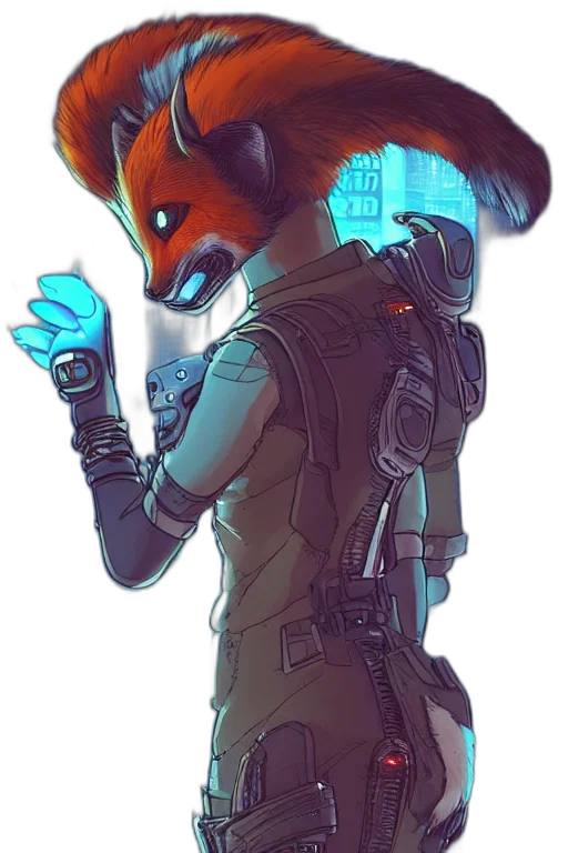 jacket, mask, staff, robot transparent PNG cut-out