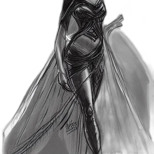 dress, concept art, comic book art, fantasy art transparent PNG cut-out
