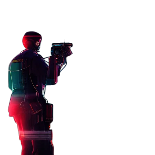 weapon, robot, staff, jacket transparent PNG cut-out