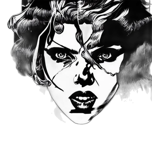 face, mask, comic book art, pencil sketch, cartoon, photorealistic, monochrome, dark transparent PNG cut-out