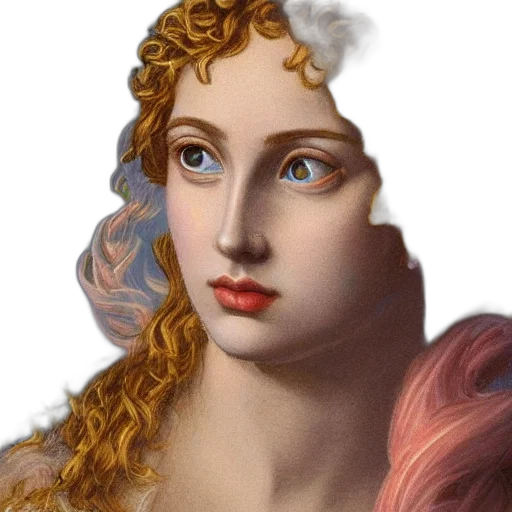 face, crown, hair, dress, photorealistic, oil painting, fantasy art, 3d render transparent PNG cut-out