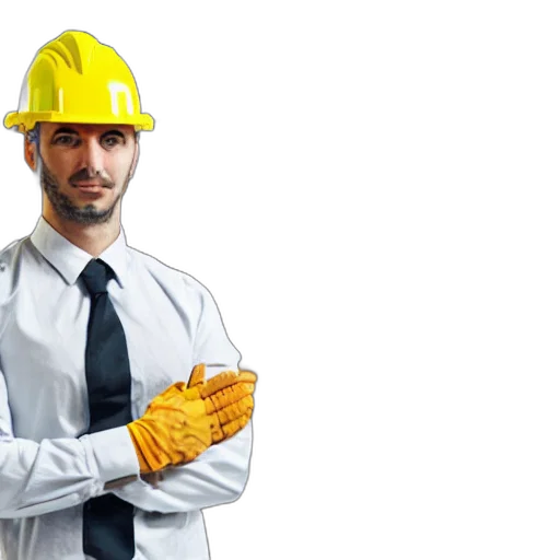 staff, robot, hat, man, dressed, construction, clothes, next transparent PNG cut-out