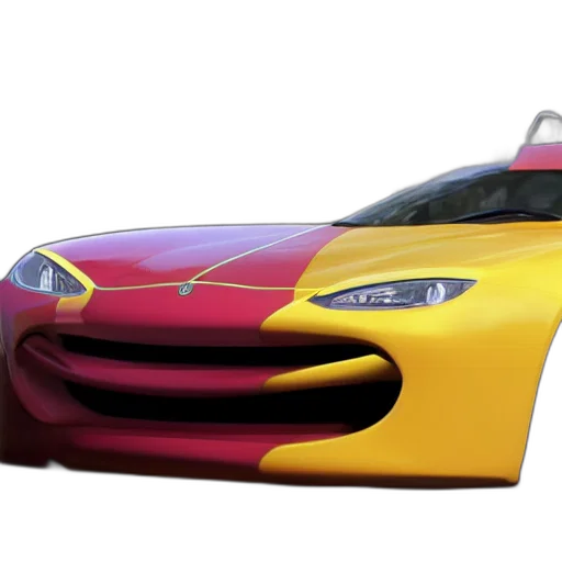 car, 3d render, concept art, photorealistic, cartoon, neon, walter, white transparent PNG cut-out