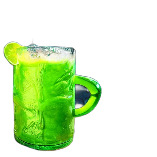 bottle, food, weapon, staff, 3d render, photorealistic, green, neon transparent PNG cut-out