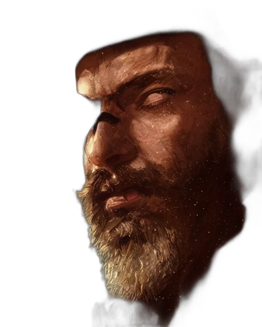 face, hat, mask, weapon, photorealistic, concept art, oil painting, comic book art transparent PNG cut-out