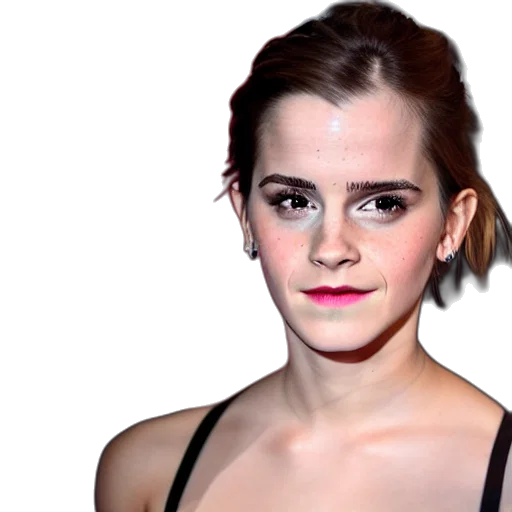 face, dress, photorealistic, emma, watson, wearing, avocado, shaped transparent PNG cut-out
