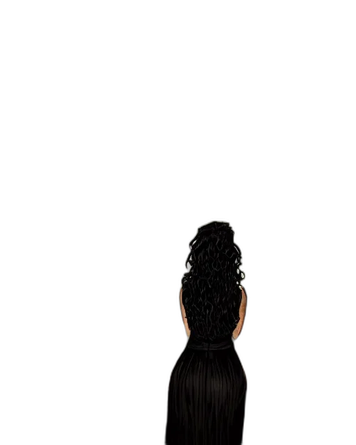 dress, hair, crown, staff transparent PNG cut-out