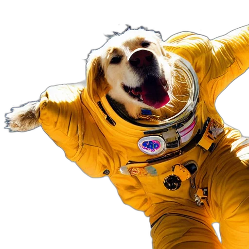 animal, creature, jacket, staff, photorealistic, concept art, outer space, golden transparent PNG cut-out