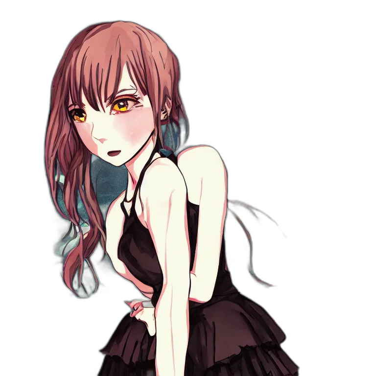 dress, staff, creature, hair, anime, pixel art, concept art, cartoon transparent PNG cut-out