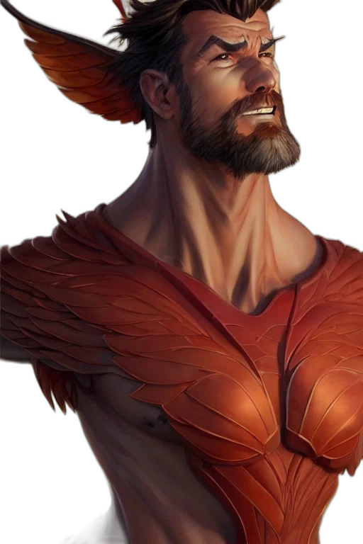 face, dragon, fantasy art, concept art, comic book art, photorealistic, red, character transparent PNG cut-out